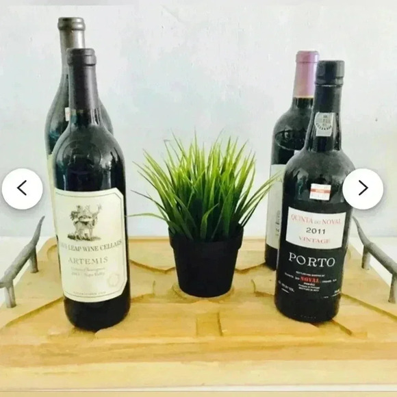 vintage wood serving tray metal longhorn handles very solid excellent condition - Picture 4 of 9